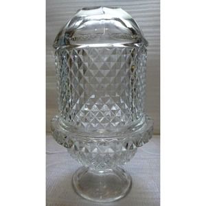 Vtg Viking Glass Diamond Point Fairy Lamps  6 3/4" Tall x 4" Wide